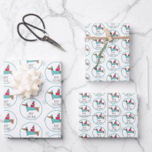 Cute Dachshund Merry Christmas Wrapping Paper Sheet