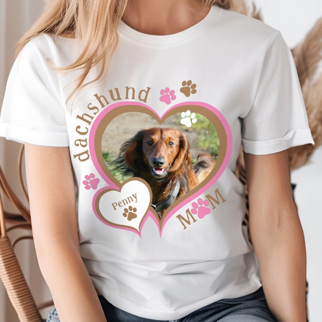 Cute Dachshund Mum Custom Photo Personalised T-Shirt (Creator Uploaded)