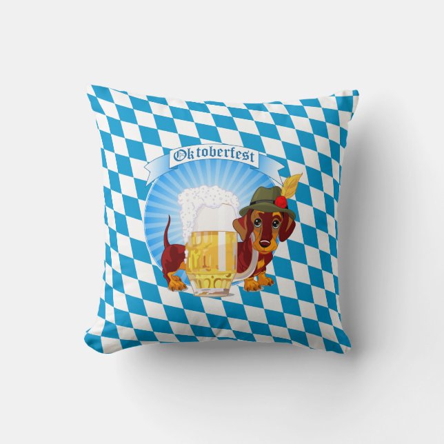 Cute Dachshund Oktoberfest Cushion (Front)