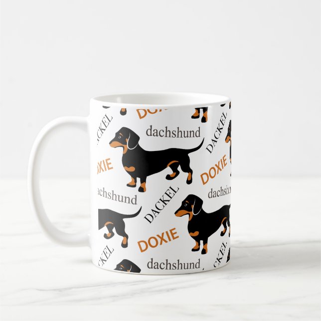 Cute Dachshund or Doxie Pattern Coffee Mug (Left)