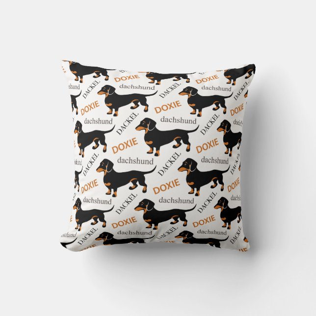 Cute Dachshund or Doxie Pattern Cushion (Front)
