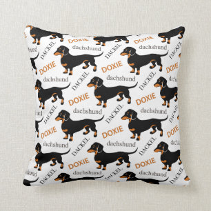 Cute Dachshund or Doxie Pattern Cushion