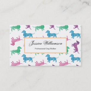 Cute Dachshund Pastel Coloured Dog Walker Business Card