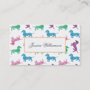 Cute Dachshund Pastel Coloured Dog Walker Business Card