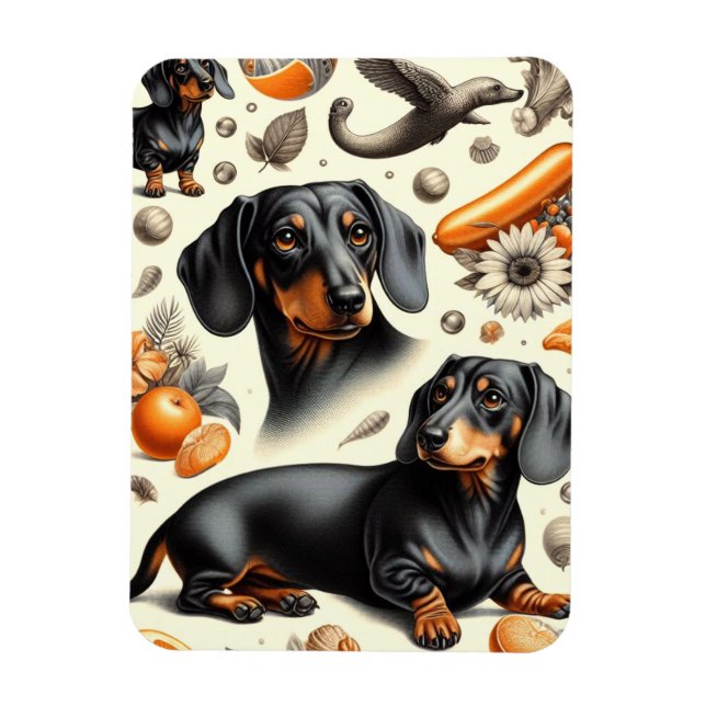 Cute Dachshund Pattern Magnet (Vertical)