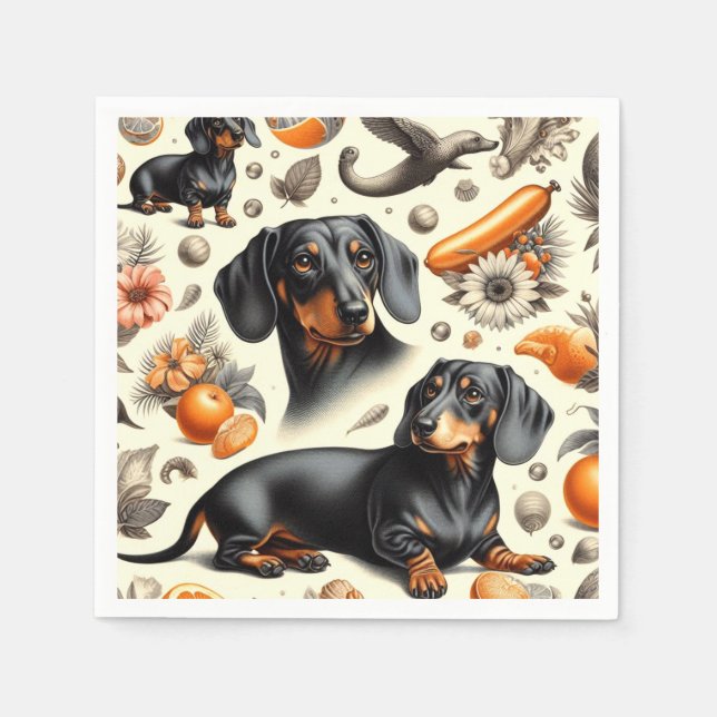 Cute Dachshund Pattern Napkin (Front)