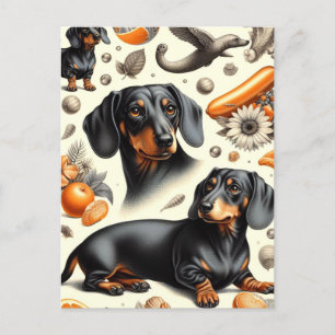 Cute Dachshund Pattern Postcard