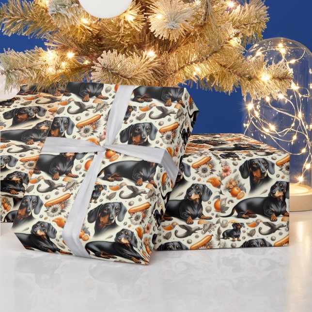 Cute Dachshund Pattern Wrapping Paper (Holidays)