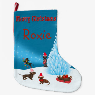 Cute Dachshund Personalised Christmas Stocking