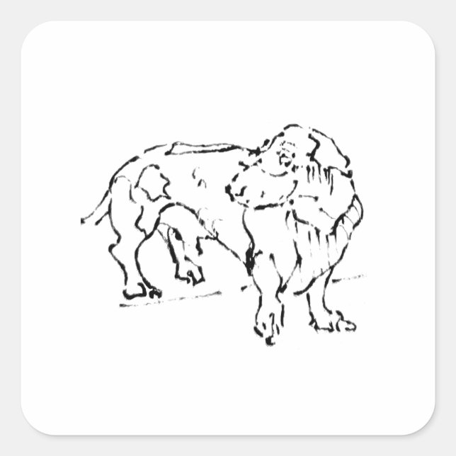 Cute Dachshund  – Personalised Dog Square Sticker (Front)