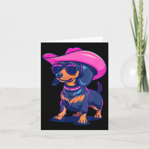 Cute Dachshund Pink Cowboy Hat Wiener Sausage Dog Card
