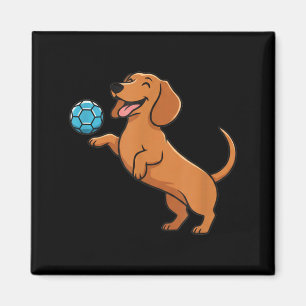 Cute Dachshund Playing Soccer Ball Happy Puppy Dog Magnet