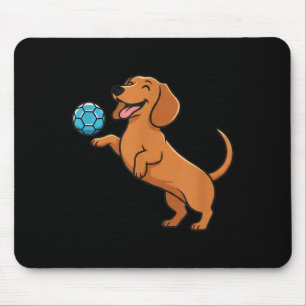Cute Dachshund Playing Soccer Ball Happy Puppy Dog Mouse Mat