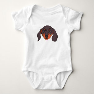 Cute Dachshund Portrait Baby Bodysuit