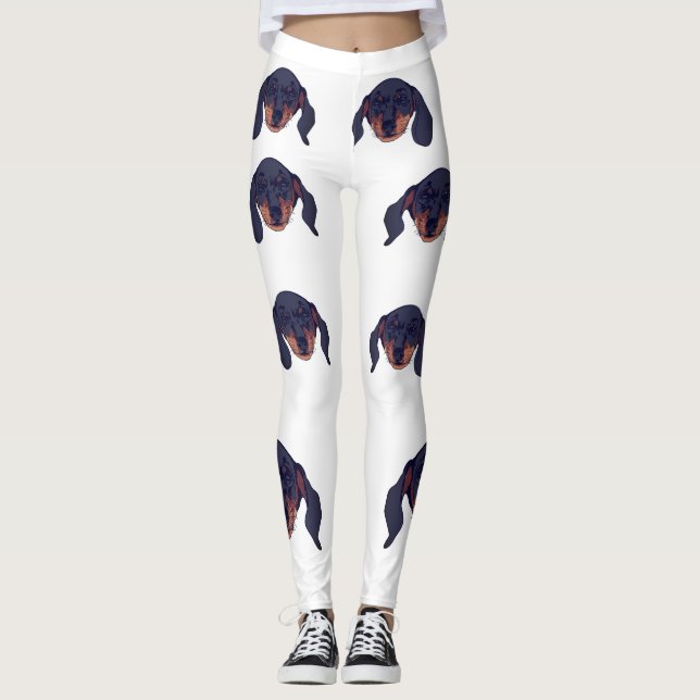 Cute Dachshund  Portrait Leggings (Front)