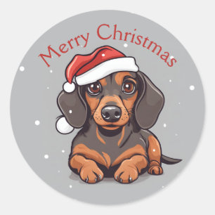 Cute Dachshund Puppy Christmas Stickers Seals