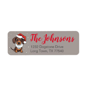 Cute Dachshund Puppy Dog Address Label Christmas