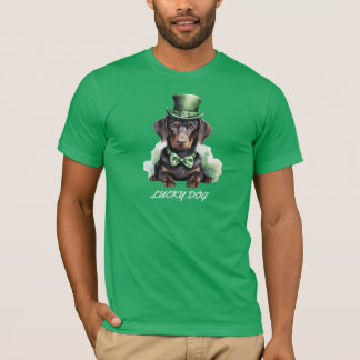 Cute Dachshund Puppy St. Patrick's Day Lucky Dog W T-Shirt