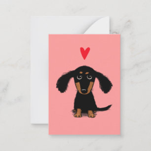 Cute Dachshund Puppy Valentine with Heart Card
