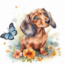 Cute Dachshund Puppy Watercolor