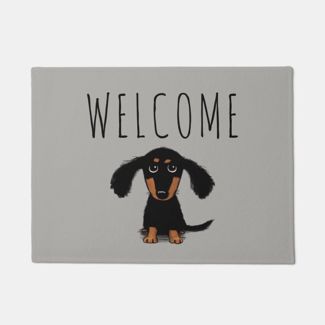 Cute Dachshund Puppy | Wiener Dog Welcome Mat (Front)
