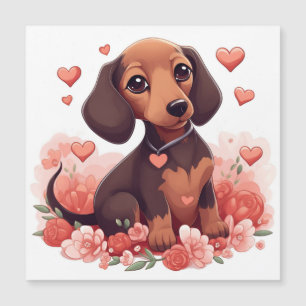 Cute Dachshund Puppy with Hearts