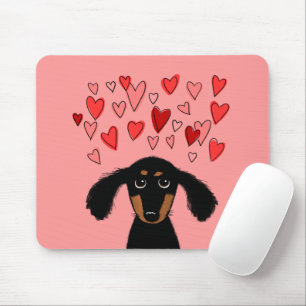 Cute Dachshund Puppy with Valentine Hearts Mouse Mat