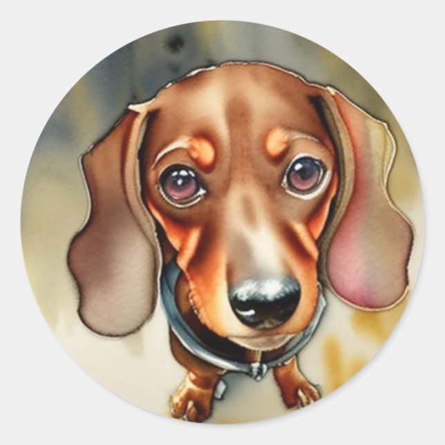 Cute Dachshund, round stickers (Front)