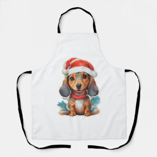 Cute Dachshund Santa Classic T-Shirt Apron
