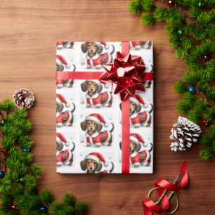 Cute Dachshund Santa Claus Christmas Wrapping Paper