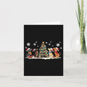 Cute Dachshund Santa Hat Christmas Tree Lights Dog Card
