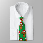 Cute Dachshund Santa Wiener Dog Christmas Tie<br><div class="desc">Add some holiday cheer to your wardrobe with this festive green neck tie featuring an allover print of an adorable dachshund wearing a Santa hat. Whether you're heading to the office Christmas party or a more formal holiday event, this unique and eye-catching neck tie is sure to get you noticed....</div>