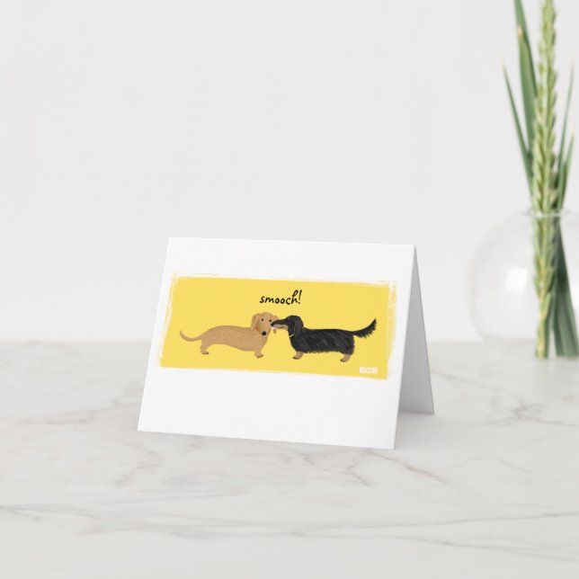 Cute Dachshund Smooch | Wiener Dogs Love Card (Front)