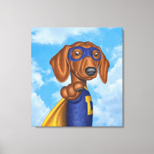 Cute Dachshund Superhero Canvas Print
