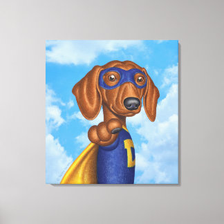Cute Dachshund Superhero Canvas Print