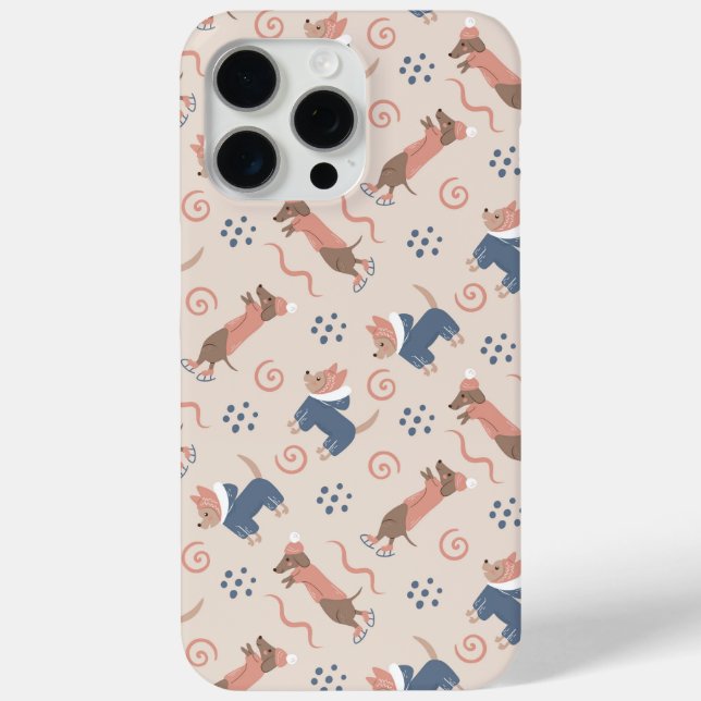 Cute Dachshund & Terrier Winter Pups Case-Mate iPhone Case (Back)