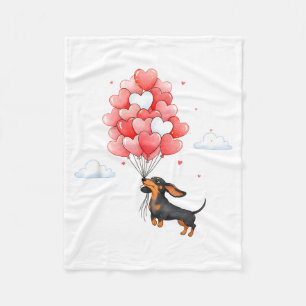 Cute Dachshund Valentine Heart Balloon Dog Lover  Fleece Blanket