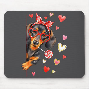 Cute Dachshund Valentines Day Heart Dog Mom Dog Lo Mouse Mat