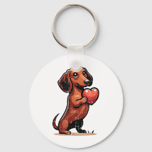 Cute Dachshund Valentines Day Heart Lover Dog Mum Key Ring