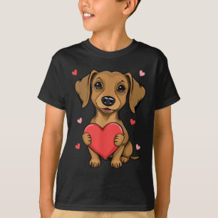 Cute Dachshund Valentines Day Heart Lover Dog Mum T-Shirt