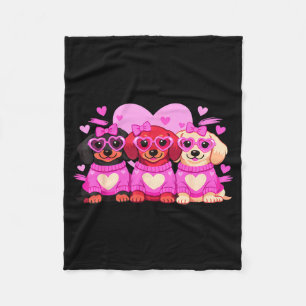 Cute Dachshund Valentines Heart Dog Lover Men Wome Fleece Blanket