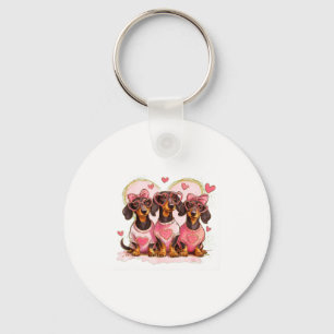Cute Dachshund Valentines Heart Dog Lover Men Wome Key Ring
