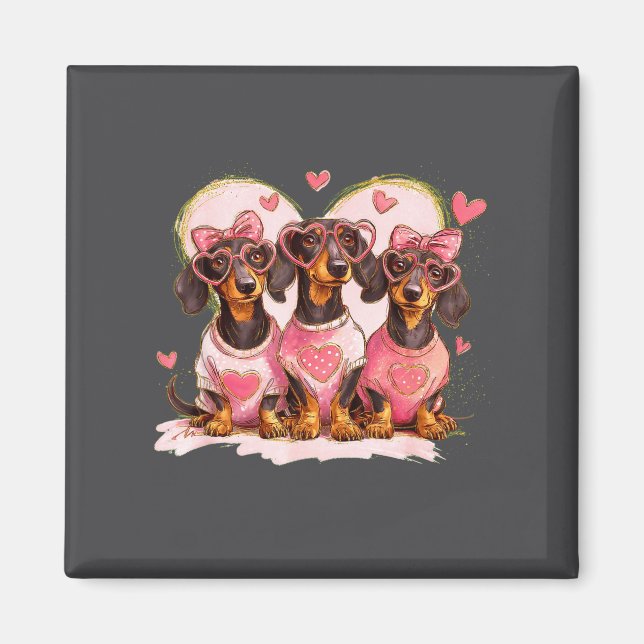 Cute Dachshund Valentines Heart Dog Lover Men Wome Magnet (Front)