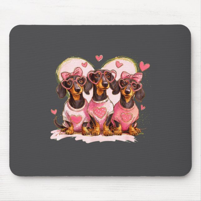 Cute Dachshund Valentines Heart Dog Lover Men Wome Mouse Mat (Front)
