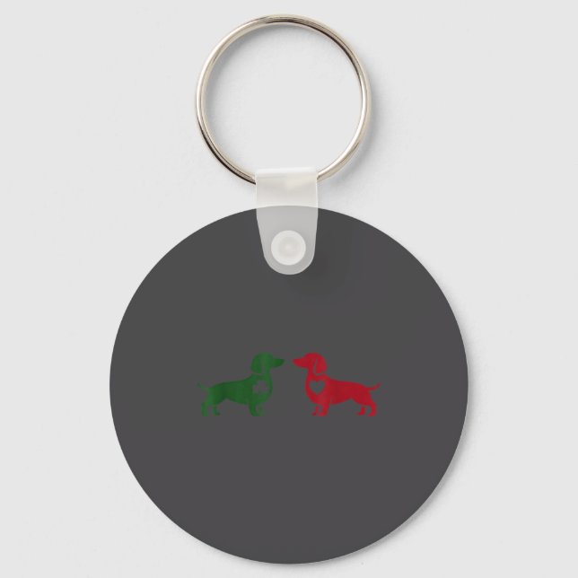 Cute Dachshund Valentines Patrick's Day Lover Dog  Key Ring (Front)