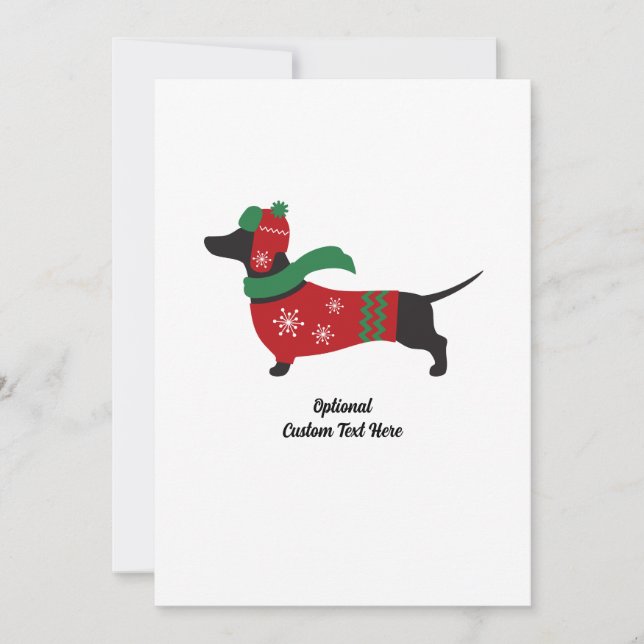 Cute Dachshund Wearing Sweater Christmas Card (Front)