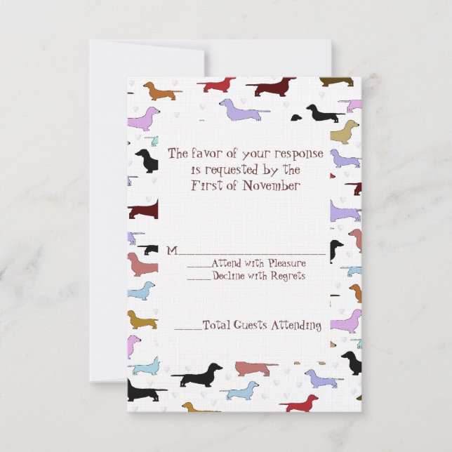 Cute Dachshund Wedding Response Card (Front)