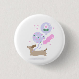 Cute Dachshund Weiner Dog Lover Party Pink 3 Cm Round Badge