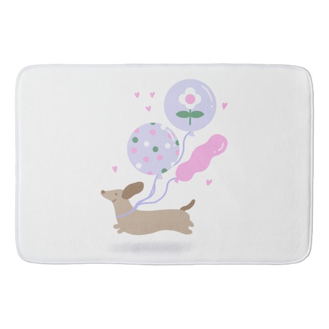 Cute Dachshund Weiner Dog Lover Party Pink Bath Mat (Front)