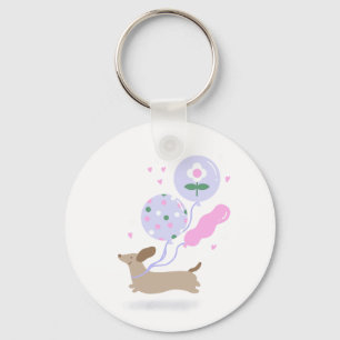 Cute Dachshund Weiner Dog Lover Party Pink Key Ring